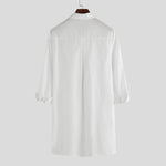 Men Solid Color Asymmetric Hem Long Sleeve Lapel Collar Shirt
