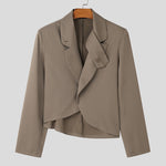 LinkMejor Mens Solid Color Casual Long Sleeve Blazer Irregular Design Fashionable Men's Suit for Spring Fall