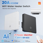 LinkMejor 20A 4000W WiFi RF433 Smart Switch For Hot Water Heater AI Assistant Tuya Wall Switch Power Monitor Voice & APP Remote Control Work With Alexa Google Home