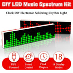 DIY LED Music Spectrum Kit DS1302 Dot Matrix Clock USB 18 Modes DIY Soldering Rhythm Light Electronic Time Display