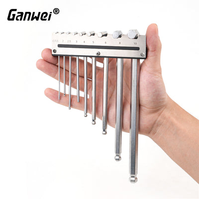 Ganwei MG0-000-0125-1 Hex Key Organizer Rack CNC Aluminum Alloy Stainless Steel Wall Mount Storage for 1.5mm to 10mm Hex Key Set Tool Holder