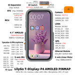 LinkMejor T-Display-P4 ESP32 Development Board Dual MCU ESP32-P4 ESP32-C6 AMOLED/TFT Touch Screen GPS WiFi BLE LoRa SX1262 2MP Camera IMU+RTC/TF