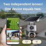 V380 6MP Dual-Lens Solar PTZ Security Camera Full-Color Night Vision Human Motion Two-Way Audio 4G WIFI AOV Monitoring Surveillance Camera for Outdoor Security
