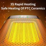 1500W 3D Dynamic Flame Heater PTC Rapid Heating Heater 2 Gear Hot Wind Ambient Light 4 Gears Timing Function for Home Office