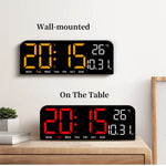 9 Inch Large Digital Wall Clock Temperature Date Week Timing Countdown Light-sensing Table Clock 2 Alarm 12/24H LED Alarm Clock
