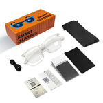 F19 AI Translation Smart Glasses with 100+ Languages Real Time Translation Dual Motherboard Design bluetooth 5.4 Eyewear with Touch Control Music Calls Anti Blue Light Lens Smart Audio Galsses