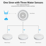 LinkMejor Tuya WiFi Smart Water Leak Alarm with 3 Water Sensors Sound and Light Alerts for Smart Home Automation and Leak Detection