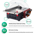 2-in-1 Mini Table Saw With Belt Sander 200W Portable Benchtop Saw 4-Inch Blade 0-180° Angle For Woodworking DIY Cutting Polishing