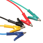 LinkMejor 5Pcs 1M 4mm Silicone Banana Plug to Crocodile Alligator Clip Test Probe Lead Wire Cable