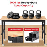 LinkMejor 60-In Adjustable Height Workbench Table Dual Pegboard 2000 Lbs Capacity Heavy-Duty Alloy Steel H-Frame ETL Power Strip Garage Work Table