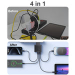 USLION BK303 100W 4-Port USB PD Charger 2USB-A+2USB-C PD QC3.0 Fast Charging Wall Charger Adapter EU Plug US Plug for iPhone 15 14 13 Pro for Huawei Nova Pro for Samsung Galaxy Z Flip6 for Xiaomi Civi 4Pro
