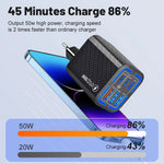 BK320-3A3C PD50W 6-Port USB PD Charger 3USB-A+3USB-C PD3.0 QC4.0/3.0/2.0 FCP Fast Charging Wall Charger Adapter EU Plug US Plug for iPhone 16 16 Pro 15 14 13 Pro Max for Huawei Pura X for Samsung Galaxy S25 Ultra