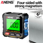 LinkMejor RN01 Digital Angle Gauge Magnetic Protractor Inclinometer 360 Degree Level Measurement Device LCD Display with Backlight Portable Design