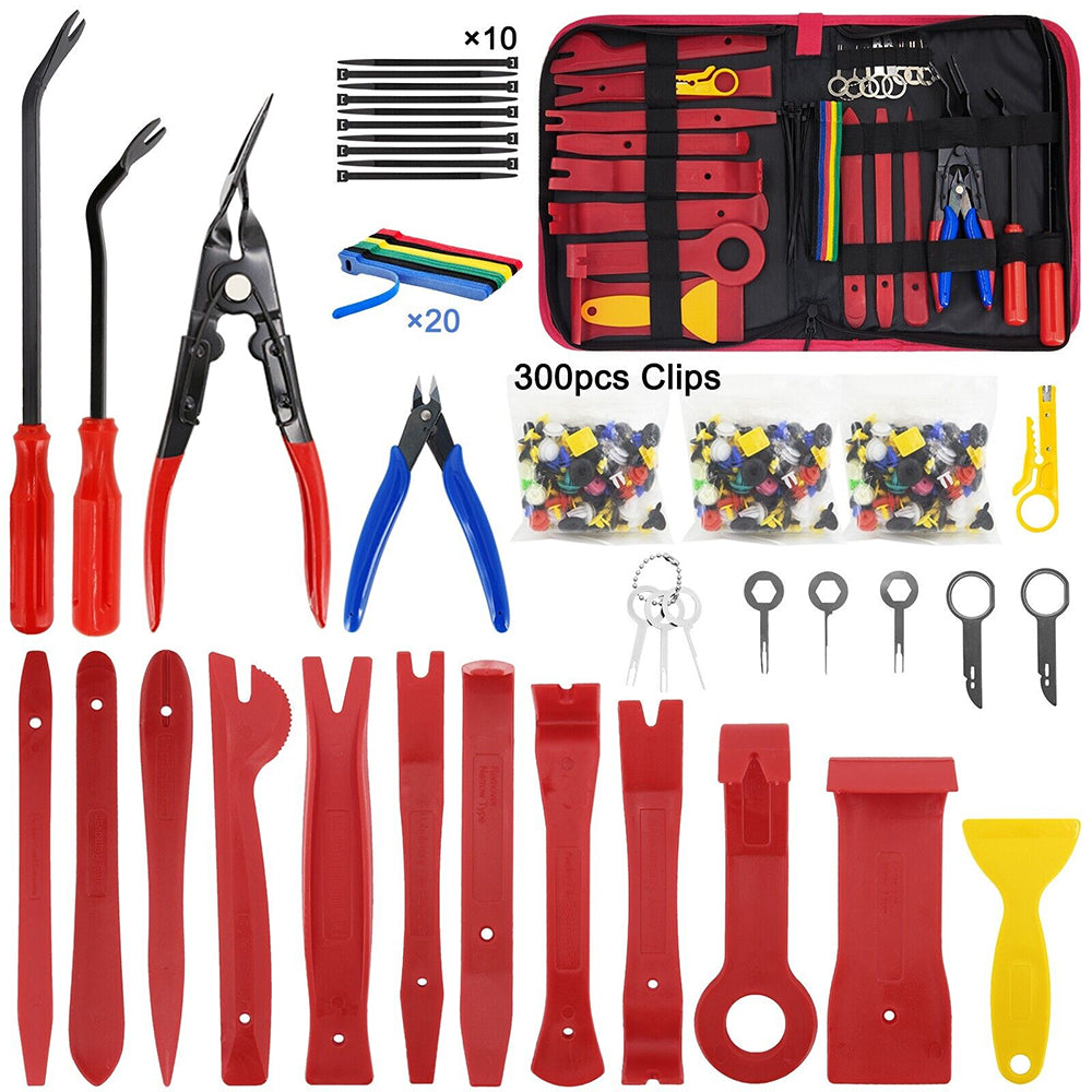 335pcs Car Audio Installation Removal Tool Interior Door Panel Pry Plate Navigation Instrument Clip Set