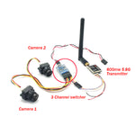 LinkMejor FPV Dual Camera System 1000TVL CMOS Mini Two Cameras + 5.8GHz 600mW 40CH VTX + 3CH Switch Support PMW for RC Racing Drone