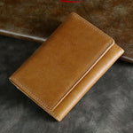 Ekphero Men's Genuine Leather Card Holder Retro Head Oil Wax Multi-card Bag RFID Blocking Credit Card Case Large Capacity ID Card Wallet Case Vintage Hasp Male Purse