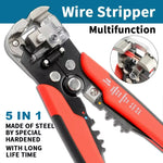 5-in-1 Multifunctional Wire Stripper Automatic Scissors Press Plier Electrician Crimping Pliers Disassembling Tools Accessoires for Electrical Maintenance and Repair