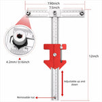 Woodworking Multifunctional Right-Angle Ruler Drill Guide Tool Aluminium Alloy 30°-120° Angle Positioning Assistant Drawer Installation
