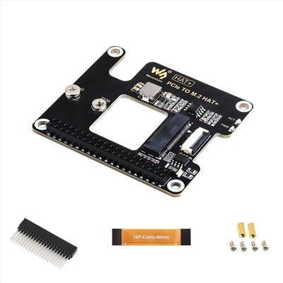 For Raspberry Pi 5 PCIe to M.2 HAT NVME Expansion Board with 16P Cable GPIO Header Support Active Cooler for RPI 5 Pi5