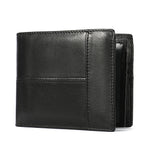 Ekphero Men's Retro Genuine Leather Short Wallet RFID Blocking Horizontal Money Clip Multi-card Slot Card Holder Anti-theft Brush Coin Purse