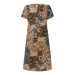 LinkMejor Women Chic Printed Short Sleeve Dress Plus Size Loose Fit, Perfect for Work & Everyday