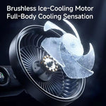 Car Seat Fan Dual Head 3 Speed 3300RPM Digital Display Foldable 5V USB Rechargeable Rear-Seat Mount Suction Cup Bracket