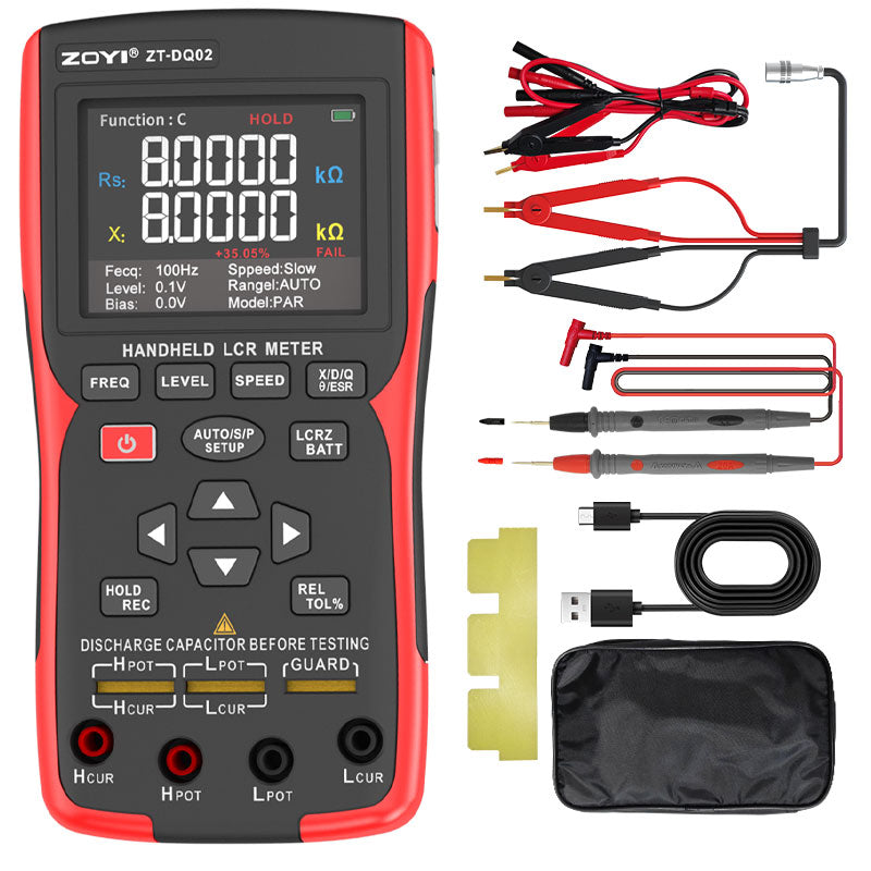 LinkMejor ZT-DQ01 ZT-DQ02 Digital LCR Bridge Tester Meter Portable Handheld 0.3% Accuracy Capacitance Resistance Inductance Testing Multiple Frequencies