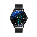 LinkMejor Men Simple Luxury Fashion Quartz Watch Luminous Waterproof Watch Stainless Steel Mesh Strap Sport Watch Fashion Wrist Watches