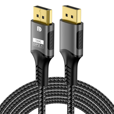 LinkMejor DP2.1 16K Cable 8K@120Hz/60Hz 4K@240Hz 80Gbps HDR Video Audio Cable for Laptop Xbox Projector Gaming Monitor