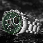 LinkMejor Multi-function Men Watch Night Light Waterproof Quartz Watch Timepiece Chronograph Date Sport Watch for Male