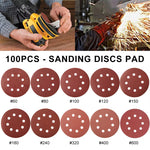125mm 5 Inch Round Sandpaper 8 Hole Hook and Loop Sanding Discs for Wood Metal Polishing Rust Removal #60/80/100/120/150/180/240/320/400/600 Grits