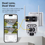 12MP 20X Optical Zoom 4G/WiFi Solar Camera Dual Screen PTZ PIR Detect Night Vision Auto Tracking Two-way Audio CCTV Surveillance Cameras