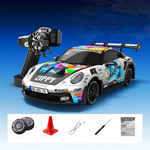 LinkMejor PO4302 RTR 1/43 2.4G 4WD Drift RC Car with Gyro Full Proportional Remote Control Mini Race LED Light High-Speed Motor On-Road Racing Vehicle Model Boys Gifts Toys