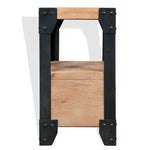 Bed Frame with 2 Nightstands Solid Acacia Wood Steel 76"x79.9"