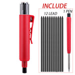 3-in-1 Carpenter Pencil Set Long Nose 44mm Deep Hole Marker Built-in Sharpener Pocket Clip 12 Leads Construction Woodworking DIY Tool
