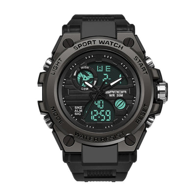LinkMejor Men's Sport Dual Display Watch Outdoor Waterproof Luminous Date Week Multifunctional Digital Wristwatch
