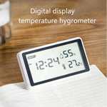 Deli Electronic Thermometer Hygrometer Weather Station with High Precision 0.1℃ Temperature Humidity LCD Display Clock Function Long Battery Life- Ultimate Indoor Weather Monitoring Station