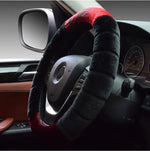Car Steering Wheel Cover  Winter Warm Fluffy Plush Short Plush Universal 15-Inch Cute Cartoon Ear Shape Car Steering Wheel Protective Cover