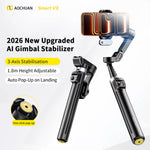 LinkMejor Smart V3 3-Axis Smartphone Gimbal Stabilizer 360° AI Face Tracking Auto Object Follow Selfie Stick Tripod Vlogging Live Streaming for iPhone Android