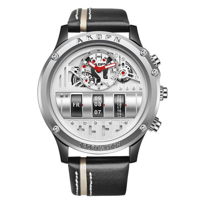 Luxury Multifunctional Electronic Quartz Watch Luminous Waterproof Date Display High-quality Leather Strap Men's Wristwatch