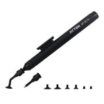 LinkMejor AT-B778 Antistatic Manual Vacuum Suction Pen With Straight Bent Nozzles 6 Suction Discs Black