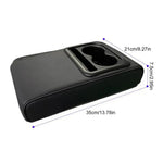 Car Center Console Armrest Cushion with 2 Cup Holders PU Leather Portable Car Armrest Pillow Height Cushion