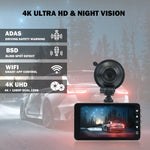 X20 4K Dual Dash Cam 4inch Touchscreen Car Camera with WiFi App 170° Wide Angle ADAS BSD Night Vision 24H Parking Monitor G-Sensor
