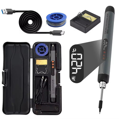 Wireless USB Soldering Iron 8W Adjustable Temperature 300-450°C Type-C Charging High-Capacity Battery Quick Heating Portable Soldering Tool with Accessories