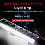 LinkMejor 5000Lm Super Brightness Bike Headlight 17 LED Lamp Bead Waterproof 4 Light Modes Type-C Fast Charge Aluminum Alloy Bicycle Front Light with Digital Display
