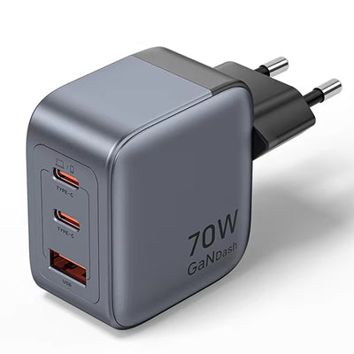 [GaN Tech] Vention 70W 3-Port USB PD Charger USB-A+2USB-C PD3.0 QC4.0 3.0 PPS AFC SCP FCP Apple2.4A BC1.2 Fast Charging Wall Charger Adapter EU Plug for iPhone 16 16 Pro 15 14 13 Pro Max for Huawei Pura X for Xiaomi 15pro for Samsung Galaxy S25 Ultra