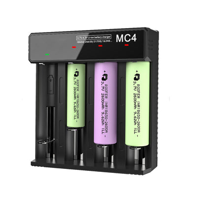 3.7V-4.2V LED Power Indicator TC/CC/CV 3Modes USB Rechargeable 4Slots Lithium Battery Charger 18650/26650/21700 Battery Charger