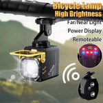 LinkMejor Bicycle Front Light with Wireless Remote USB-C Rechargeable 8 Modes Cycling Headlight with Power Bank Waterproof for Night Riding