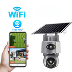 V380 6MP Dual-Lens Solar PTZ Security Camera Full-Color Night Vision Human Motion Two-Way Audio 4G WIFI AOV Monitoring Surveillance Camera for Outdoor Security