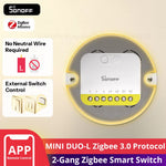 LinkMejor MINI DUO-L 2-Gang Zigbe Smart Switch MINI-ZB2GS-L No Neutral Required Detach Delay Two-way Control Compatible with Multiple Zigbe Hub